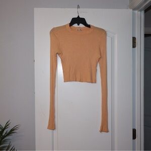 Free People Peach Knit Crop Top